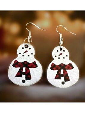 ⭐️ 5 for $25 Wood Festive Snowman Christmas Earrings